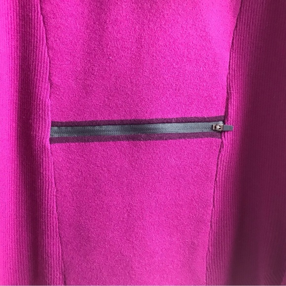 Title Nine‎ Small Wool Full Zip Mock Neck Magenta Sweater Jacket Thumbholes Golf - Picture 11 of 14